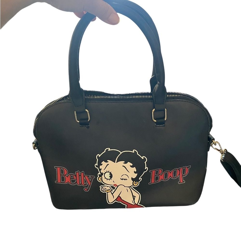 Betty Boop Graphic Red & Black Handbag crossbody bag striped interior